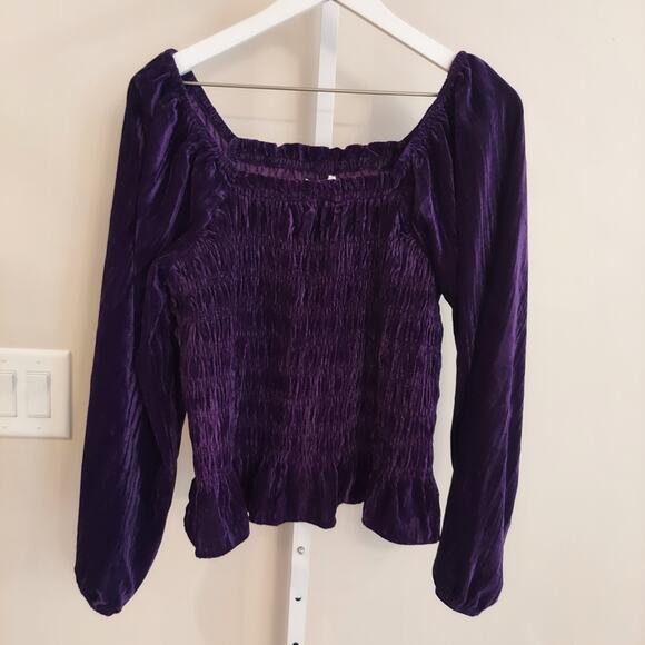 Maurices Tops - Maurices Velvet Blouse Top Large Peasant Renaissance Whimsigoth Peasant Witchy